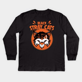 Black Stray Cats Kids Long Sleeve T-Shirt